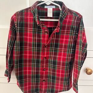 Janie and Jack Red and Green Plaid Shirt